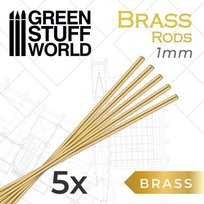 BRASS RODS 1mm - 5 pcs - LENGTH : 25cm - GREEN STUFF 9217